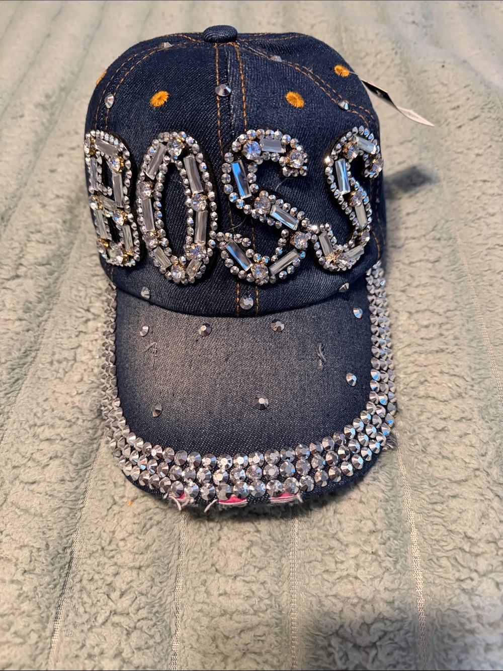 Crystal-Embellished Navy Denim Baseball Cap BOSS